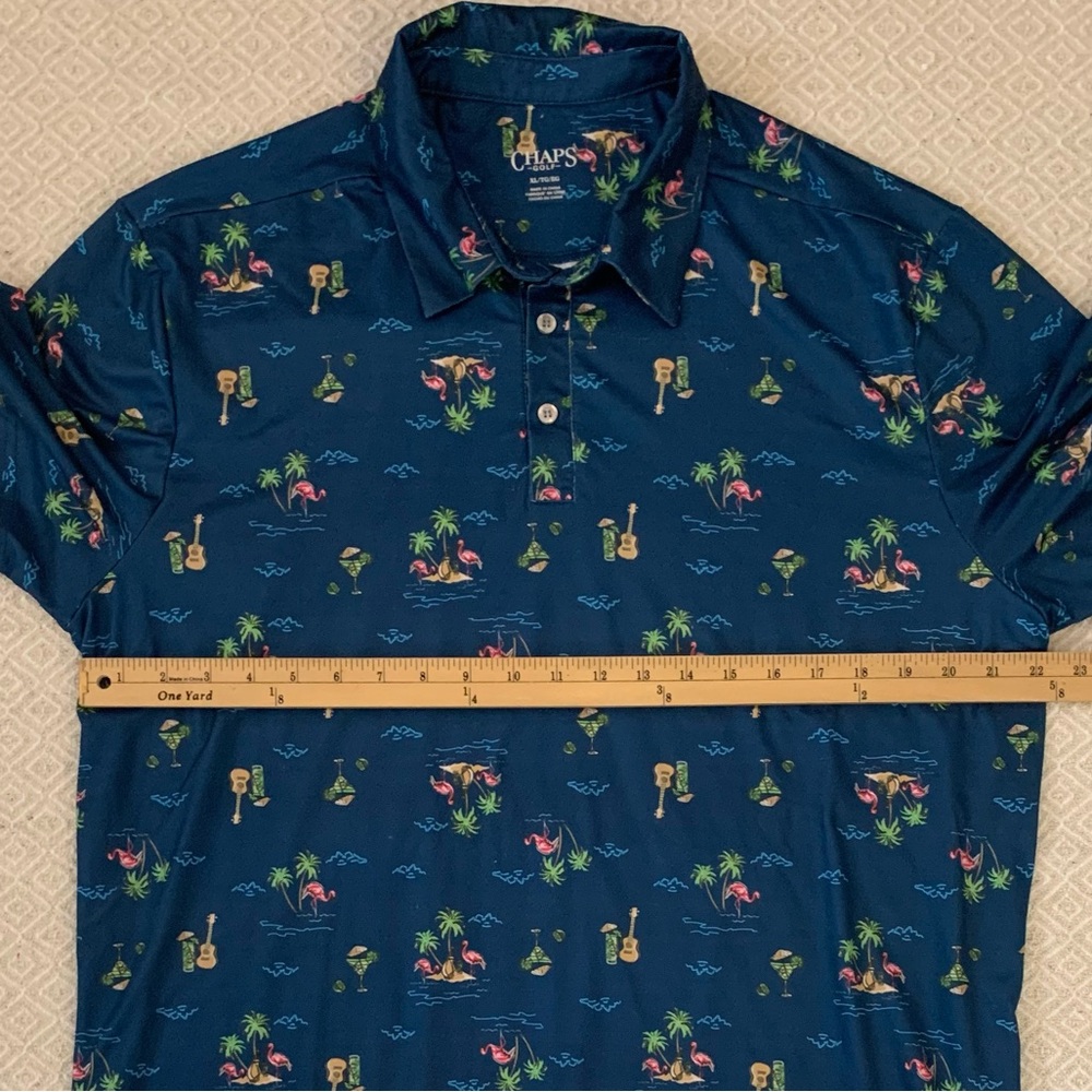 CHAPS GOLF SS 100% Polyester Tropical Theme Polo - Picture 4 of 6